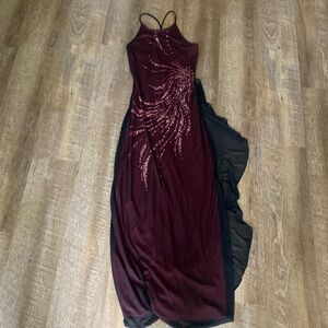 Y2K Sequin and Chiffon Sheath Midi Dress Size Small